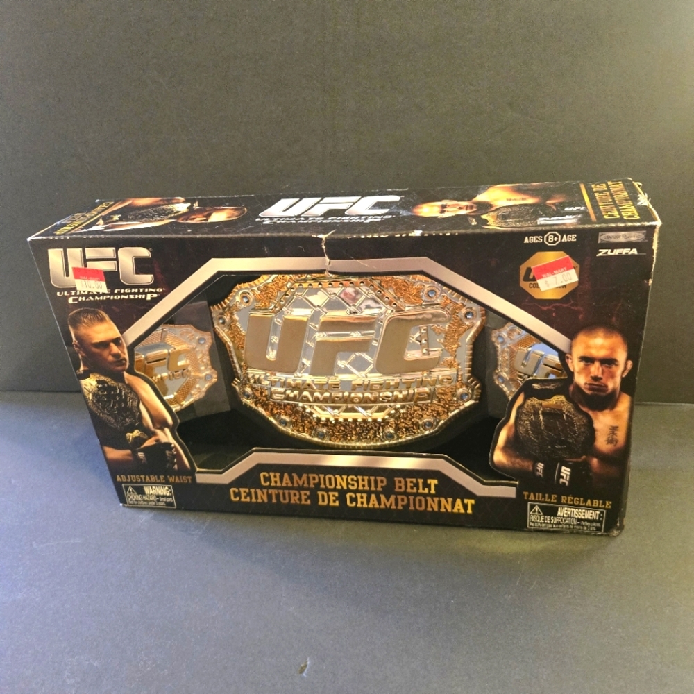 RARE 2009 UFC CHAMPIONSHIP BELT LESNAR GEORGES ST PIERRE IN BOX NOS